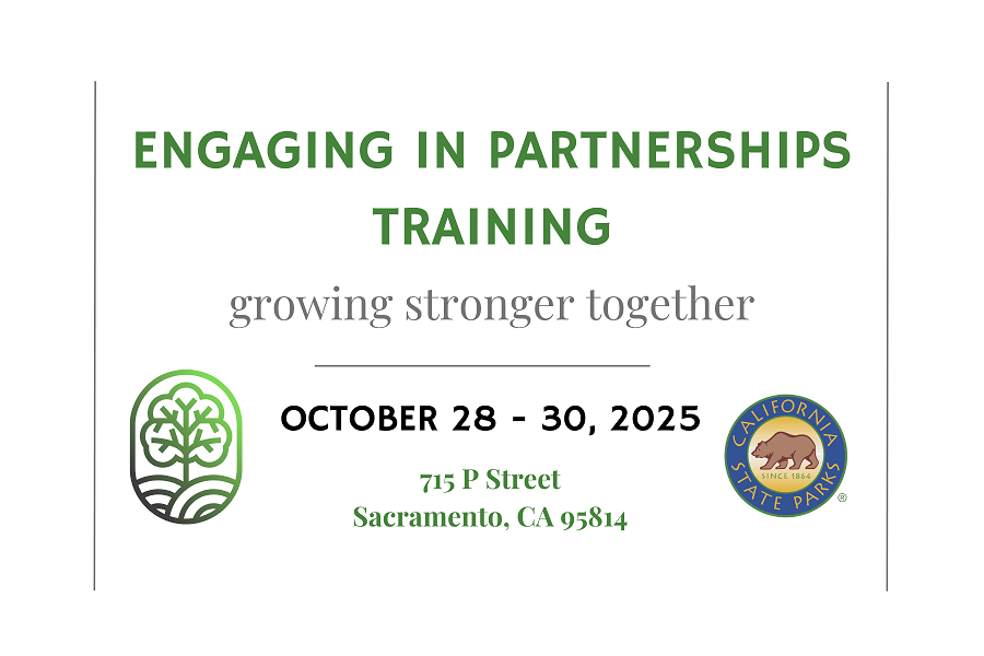 Engaging in Partnerships 2025 Training Banner with event dates, location, and logo.
